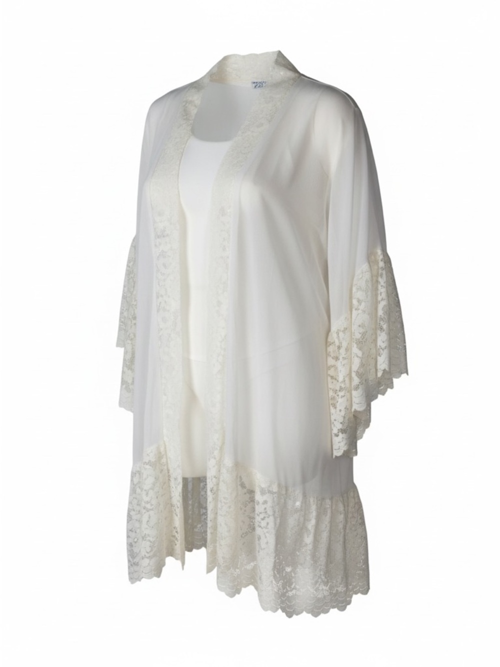 Chic Sheer Lace White Robe Small 36” pit to pit coquettegirl Festival Feminine